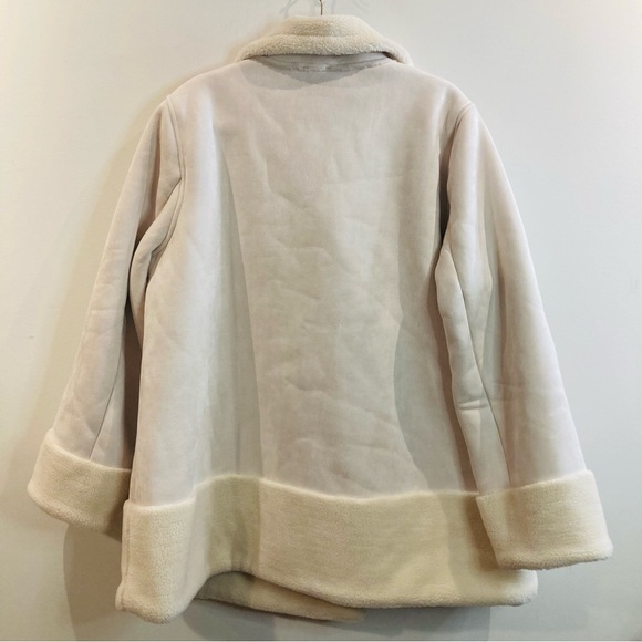 FOX & WIT Sz 2X Faux Leather Faux Sherpa Lined Double Breasted Jacket Coat NEW - Picture 10 of 16